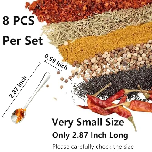 Asanta 8 PCS Tiny Stainless Steel Spoons for Spices Jars, Mini Size 2.87", Cute Small Stainless Steel Condiment Spoons for Spices, Salt, Sugar, Pepper, Honey, Asanta Fun Little Scoops - Image 2