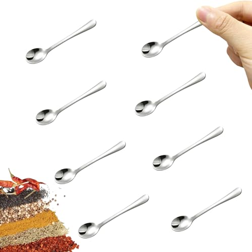 Asanta 8 PCS Tiny Stainless Steel Spoons for Spices Jars, Mini Size 2.87", Cute Small Stainless Steel Condiment Spoons for Spices, Salt, Sugar, Pepper, Honey, Asanta Fun Little Scoops - Image 1