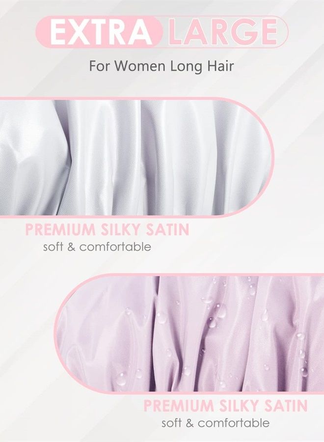 Aquior Shower Caps, Reusable Shower Cap for Women, Waterproof Layer Hair Cap, Large Size for All Hair Lengths,for Girls Spa Home Salon Use (Purple) - Image 2