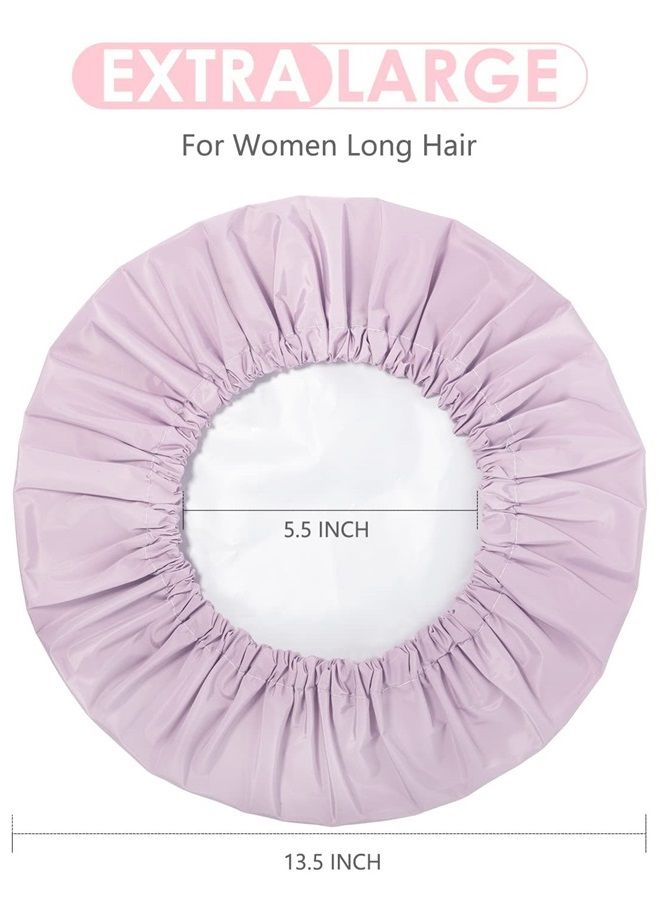Aquior Shower Caps, Reusable Shower Cap for Women, Waterproof Layer Hair Cap, Large Size for All Hair Lengths,for Girls Spa Home Salon Use (Purple) - Image 3