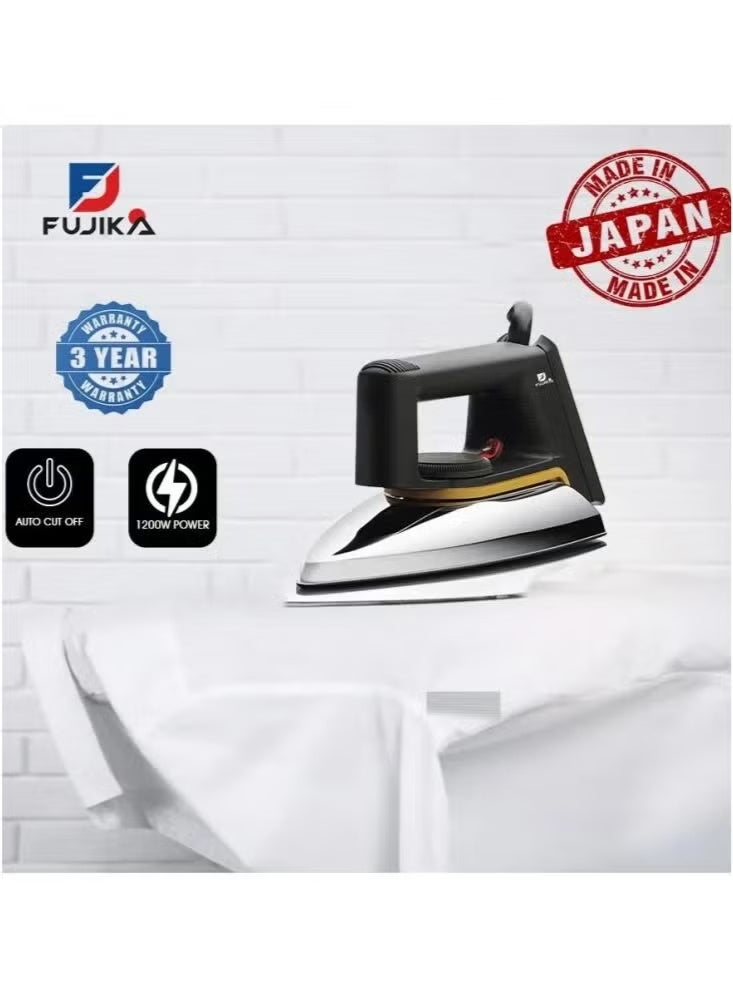 FUJIKA Dry Handheld Iron - 1200 Watts - Black - Made in Japan - UI-DL21SKSY(B) - Image 2