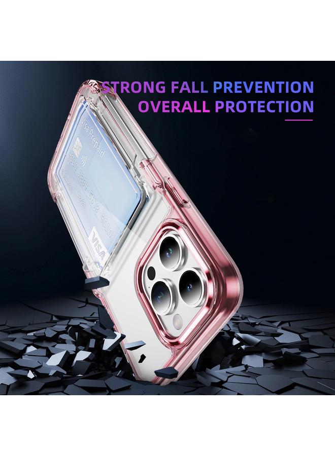 S-TOP Case For iPhone 12 Pro Card Holder Acrylic Hybrid TPU Phone Case - Image 3