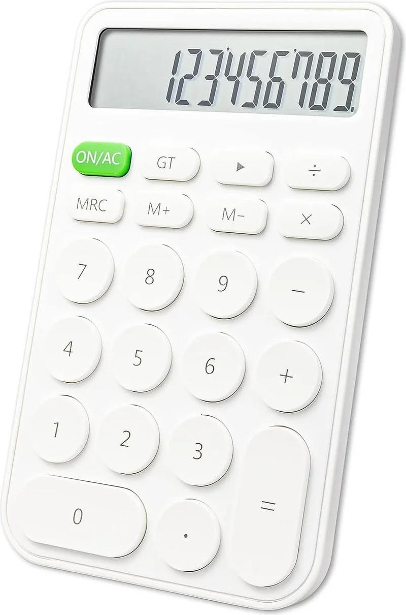 Valkyrie Junno 12 Digit Desktop Calculator with Cute Round Buttons White