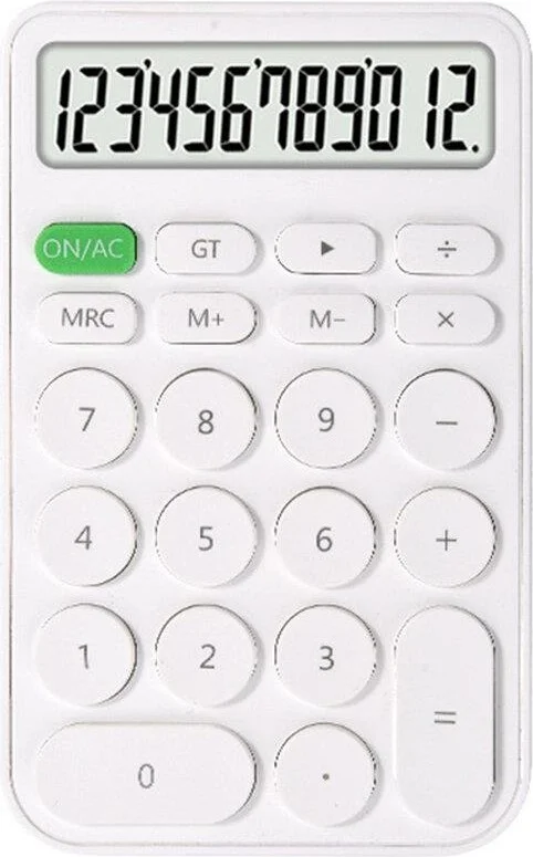 Valkyrie Junno 12 Digit Desktop Calculator with Cute Round Buttons White