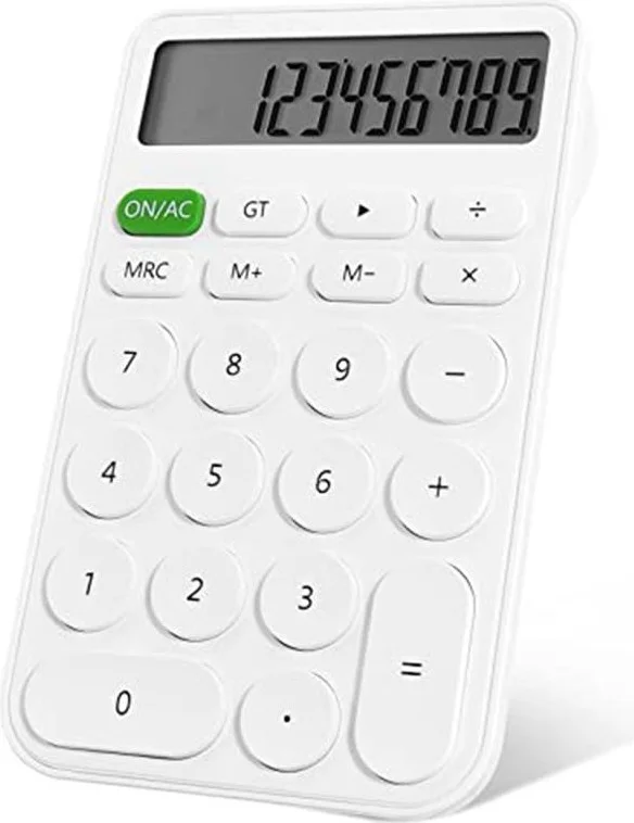 Valkyrie Junno 12 Digit Desktop Calculator with Cute Round Buttons White