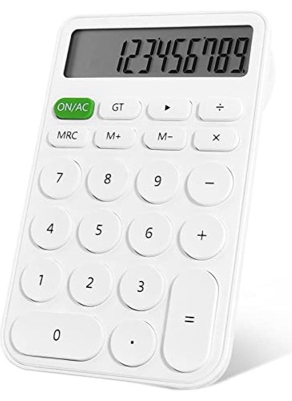 Valkyrie Junno 12 Digit Desktop Calculator with Cute Round Buttons White  - Image 3