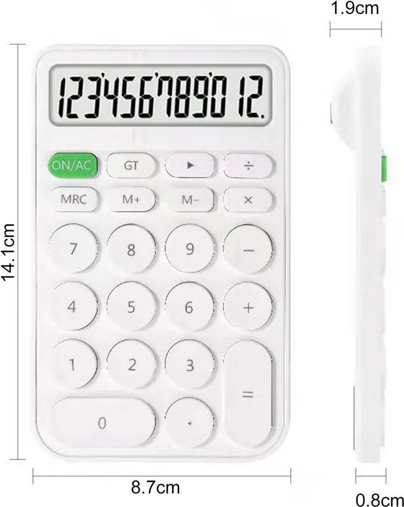 Valkyrie Junno 12 Digit Desktop Calculator with Cute Round Buttons White