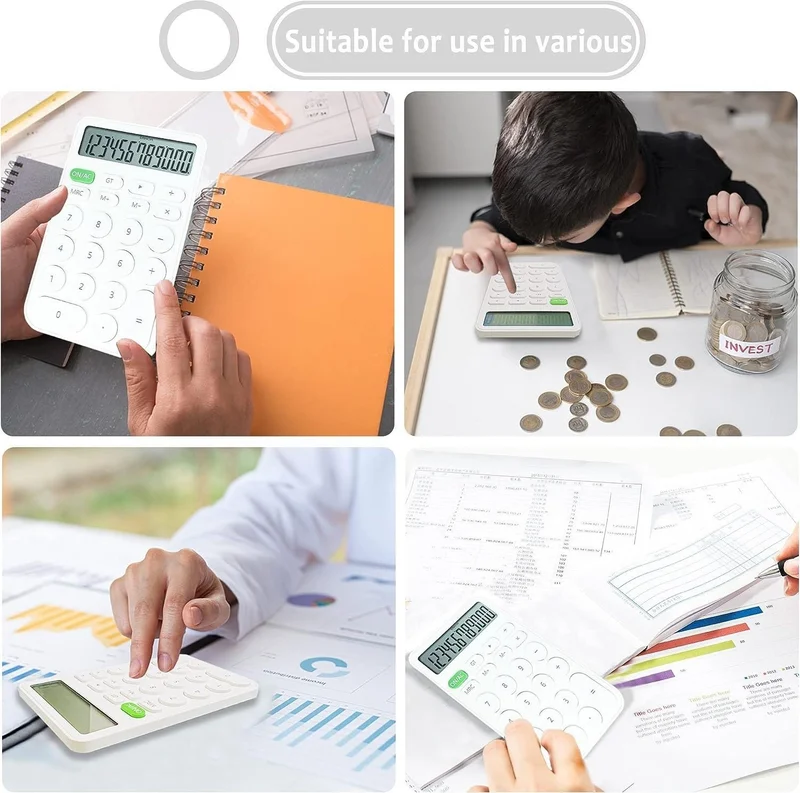 Valkyrie Junno 12 Digit Desktop Calculator with Cute Round Buttons White
