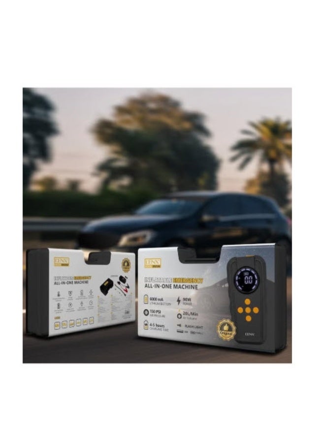 دينكس بطارية تشغيل السيارة المحمولة DX2592 بسعة 6000 مللي أمبير في الساعة مع منفاخ هواء مدمج - Image 4