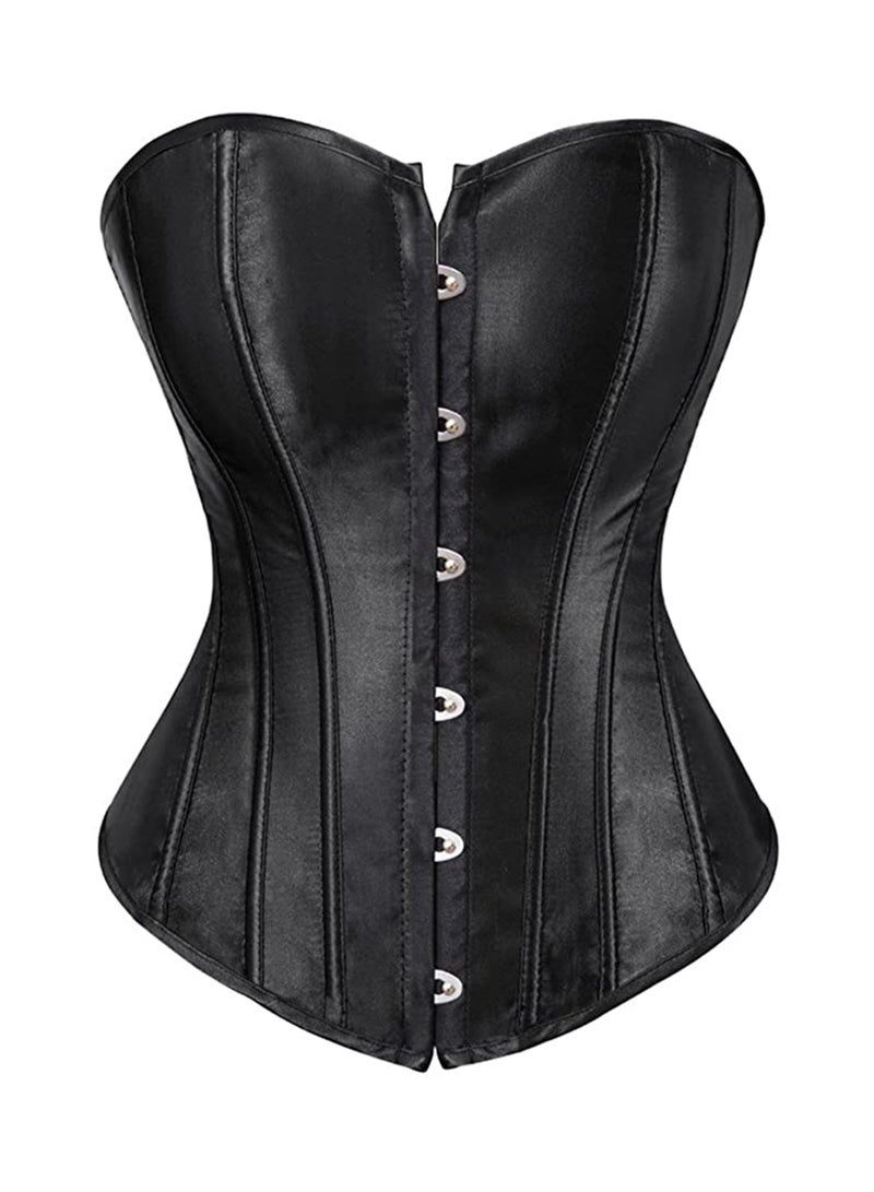 KASTWAVE Shaper Corsets for Women Satin Cotton Long Torso Hourglass Body Bustier Lingerie Top Overbust Corset Vintage Renaissance Brocade Lace Up Waist Cincher Shapewear M Size - Image 1