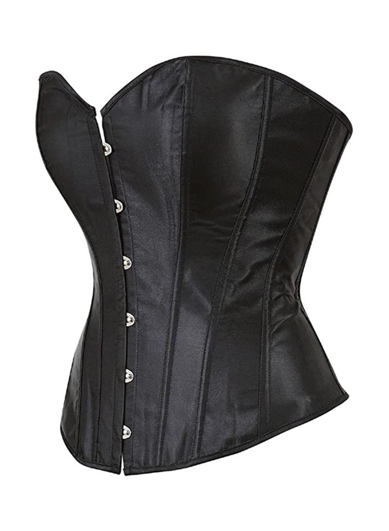 KASTWAVE Shaper Corsets for Women Satin Cotton Long Torso Hourglass Body Bustier Lingerie Top Overbust Corset Vintage Renaissance Brocade Lace Up Waist Cincher Shapewear M Size - Image 2