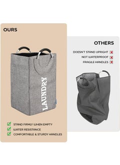 SUNBEET SUNBEET Large Laundry Baskets Laundry Bag Laundry Bin Collapsible Linen Fabric Laundry Hamper Foldable Dirty Washing Bin Portable Clothes Storage Bag with Handle Black  - Image 2