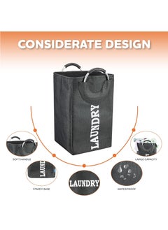 SUNBEET SUNBEET Large Laundry Baskets Laundry Bag Laundry Bin Collapsible Linen Fabric Laundry Hamper Foldable Dirty Washing Bin Portable Clothes Storage Bag with Handle Black  - Image 5