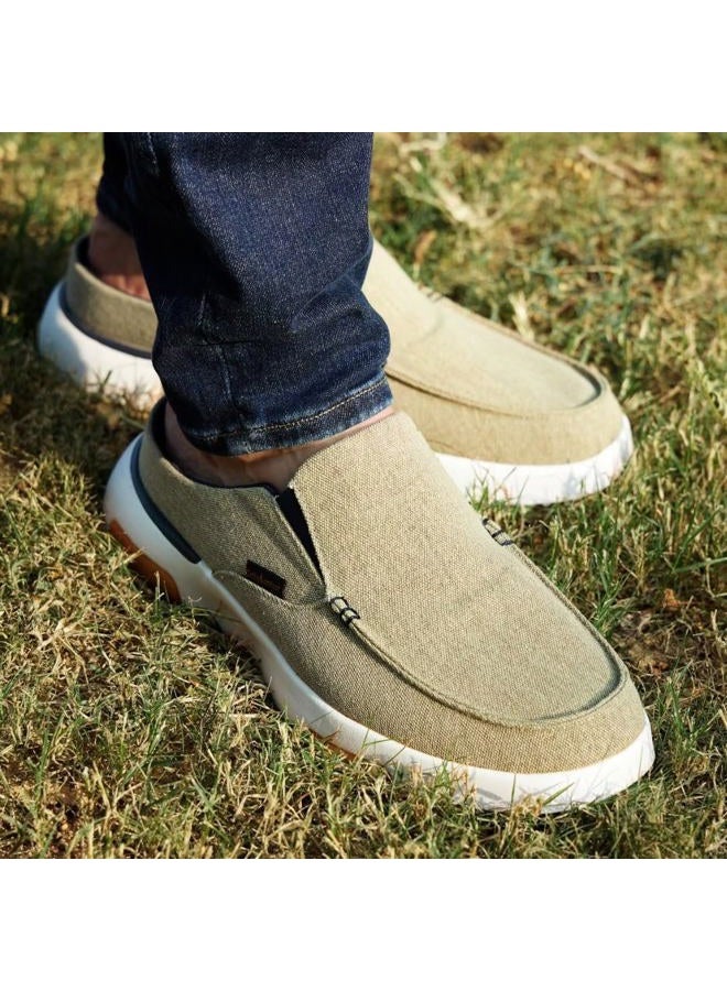 OrthoComfoot أحذية لوفرز طبية للرجال سهلة الارتداء: أحذية رياضية خفيفة الوزن مع دعم للقوس، أحذية طبية ناعمة لمرضى السكري، لون كاكي، مقاس 9 - Image 3