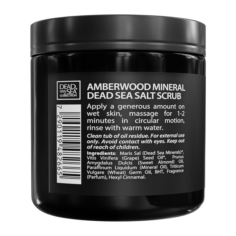 Dead Sea Collection Salt Body Scrub Amberwood For Men â€“ Moisturizes, Exfoliates & Nourishes Skin â€“ Cleanses & Detoxifies with Dead Sea Minerals - Dead Sea Collection â€“ 23.28 OZ - Image 5
