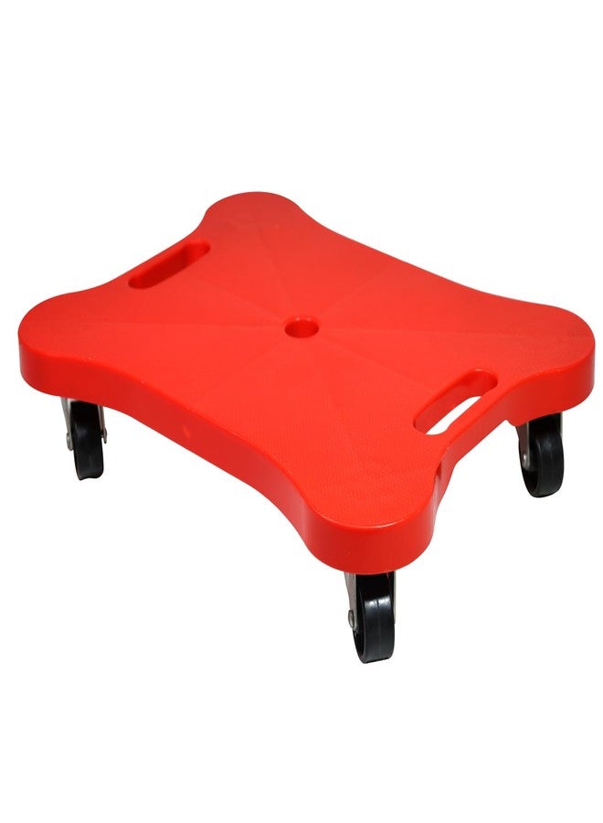 GISCO Sports Sitting Scooter Board with Handles for Kids & Children (Red) | Plastic | Flat Sitting Scooter with Casters for Kids | Gym Activities Equipment Elementary School - Image 1