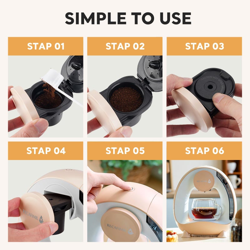 RECAFIMIL Single Serve Coffee Maker For K Cup Pod and Coffee Grounds /Tea, Fast Brew in 2 minutes, 2 IN 1 One Button Coffee Machine 4-8 Oz Brew Sizes, Stylishï¼†Compact For Home, Office, RV and Dorm, Champagne - Image 5