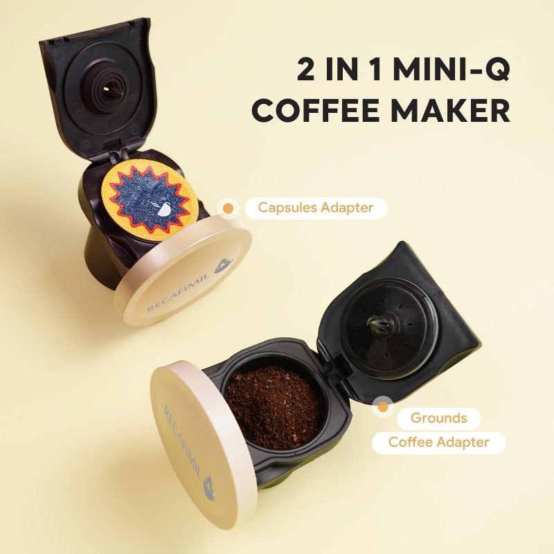 RECAFIMIL Single Serve Coffee Maker For K Cup Pod and Coffee Grounds /Tea, Fast Brew in 2 minutes, 2 IN 1 One Button Coffee Machine 4-8 Oz Brew Sizes, Stylishï¼†Compact For Home, Office, RV and Dorm, Champagne - Image 2