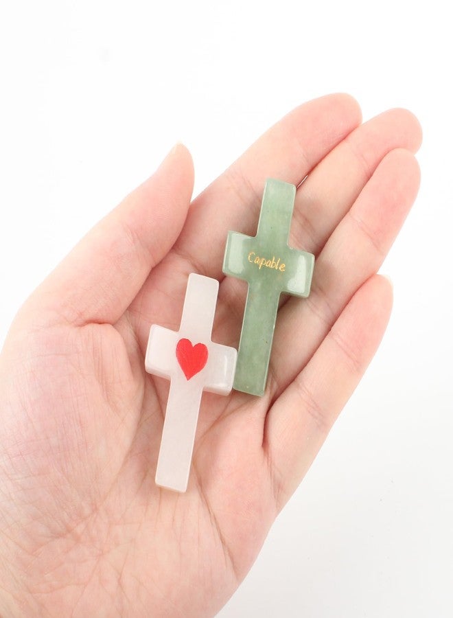 CENELO Cross My Heart Worry Stone Encouragement Gift Palm Pocket Stone Stress Relief Crosses Mothers Day Gifts Christian Religious Gift Holidays Praying Gift for Children and Adults (White & Green) - Image 4