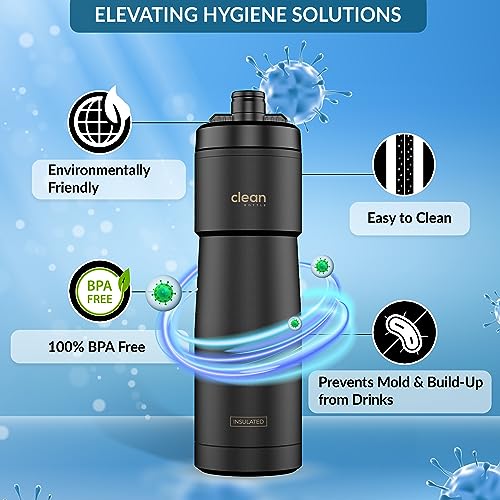 Clean Bottle Bike Water Bottles | Insulated Bike Water Bottle | Easy Clean Nozzle, Easy Squeeze | Cycling Mountain Fitness Water Bottle | Gym Sport Bottle | (Black, Sport 23) - Image 4