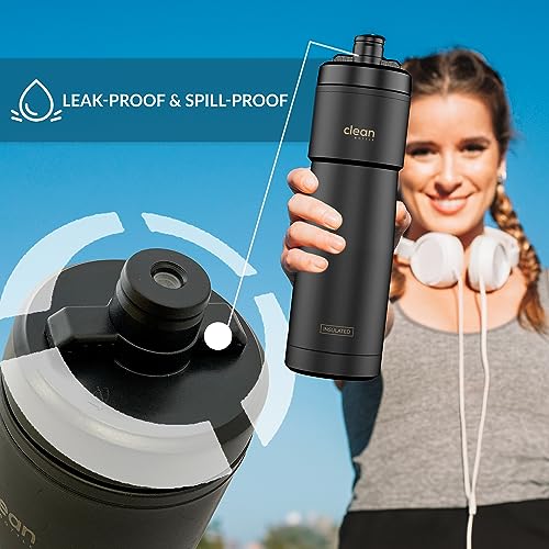 Clean Bottle Bike Water Bottles | Insulated Bike Water Bottle | Easy Clean Nozzle, Easy Squeeze | Cycling Mountain Fitness Water Bottle | Gym Sport Bottle | (Black, Sport 23) - Image 3