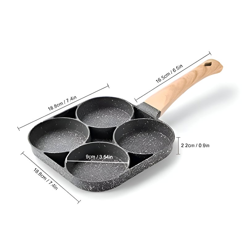 Mini Pancake Tray - Compact four-portion griddle with nonstick interior; perfect for eggs, tiny pancakes, and burger bites, in durable gray aluminum. - Image 5