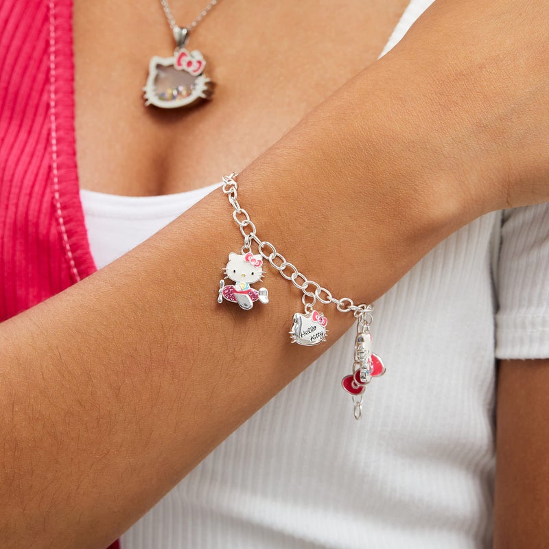 SALLY ROSE Sanrio Hello Kitty Charm Bracelet 8-inch - Silver Plated Hello Kitty Charm Bracelet Officially Licensed - Image 4
