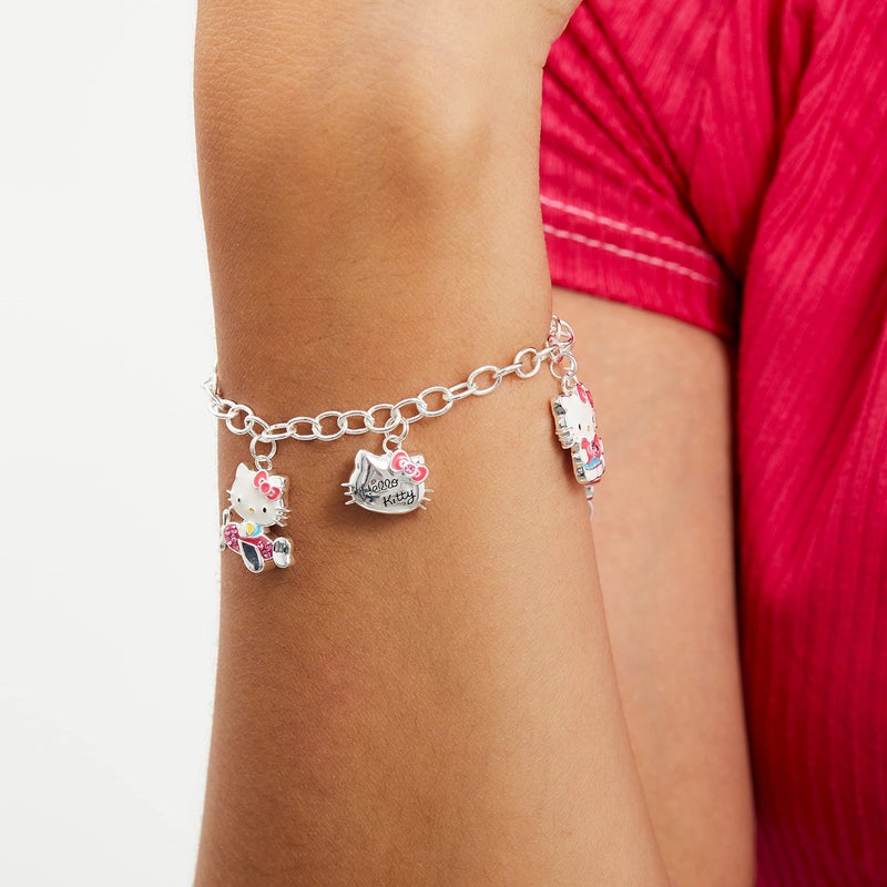 SALLY ROSE Sanrio Hello Kitty Charm Bracelet 8-inch - Silver Plated Hello Kitty Charm Bracelet Officially Licensed - Image 3