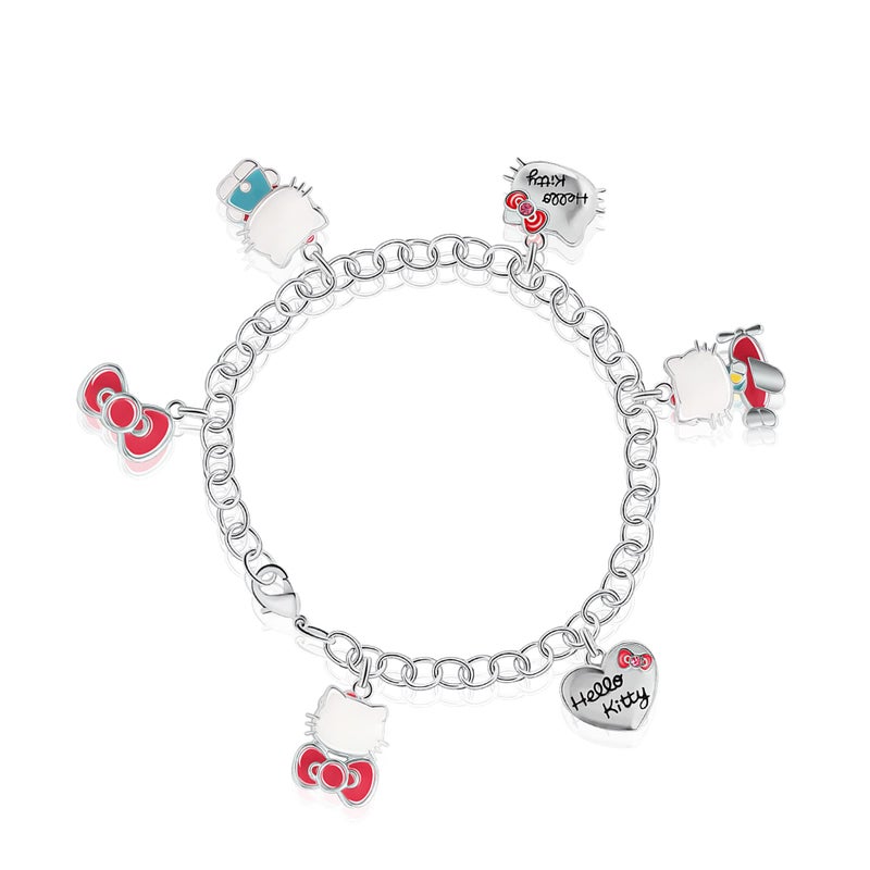 SALLY ROSE Sanrio Hello Kitty Charm Bracelet 8-inch - Silver Plated Hello Kitty Charm Bracelet Officially Licensed - Image 5