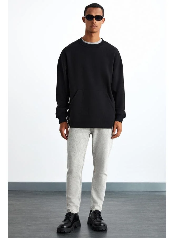 GRIMELANGE SANTIAGOS Men's Cotton-Polyester Black Sweatshirt.