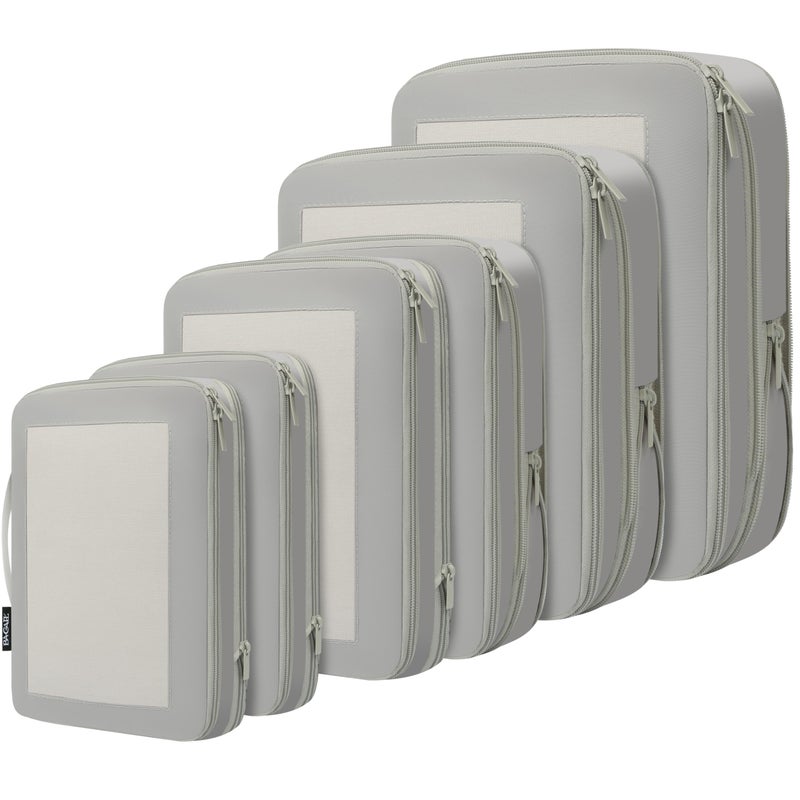 BAGAIL 4 Set/6 Set/8 Set Compression Packing Cubes Travel Accessories Expandable Packing Organizers (Square Mesh, 06-Grey) - Image 1