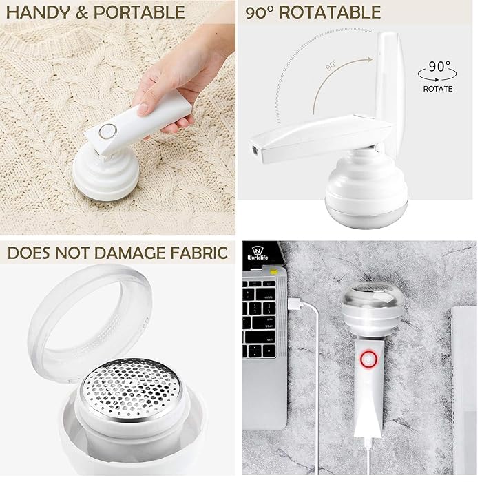 SILENCIO Fabric Shaver 6 Blades Electric Lint Roller USB Rechargeable Fabric Defuzzer Reusable Cordless Sweater Shaver can be Used Anywhere Bobbling Roller for Clothes - Image 2