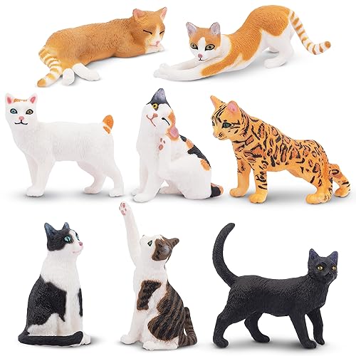 Toymany 8PCS Realistic Cat Figurines Educational Cat Figures Toy Set Kitten Cake Topper Easter Egg Birthday Gift for Kids Boys Girls Children - Image 1
