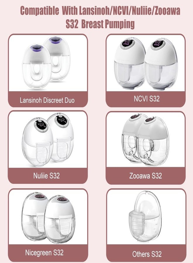 مجموعتان كاملتان من قطع غيار مضخة الثدي مع شفة 24 مم متوافقة مع مضخات الثدي Lansinoh Discreet Duo/NCVI/Nuliie/NICEGREEN Life/Zooawa S32، قطع غيار مضخة S32، صمام إضافي على شكل منقار البط وغشاء - Image 2