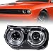 VLINCAR Headlight Assembly Compatible with Dodge Challenger Halogen Model 2015 2016 2017 2018 2019 2020 2021 Headlamp with Black Housing Replacement Left Driver Side LH 68174065AG CH2502267 - Image 2
