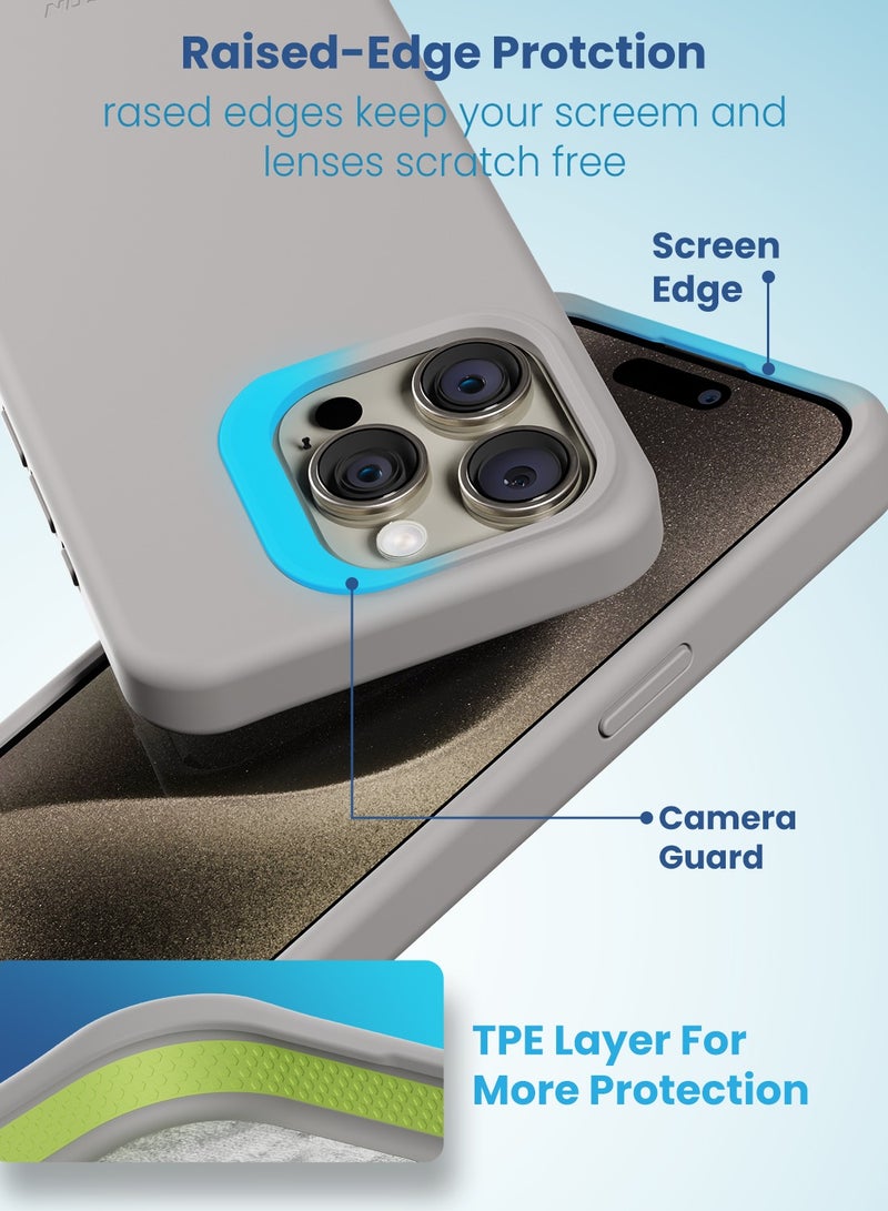 Remson Mag-X Magnetic Hybrid Protective Silicone Case Protection Compatible for iPhone 15 Pro Max 6.7 - Stone Grey - Image 3