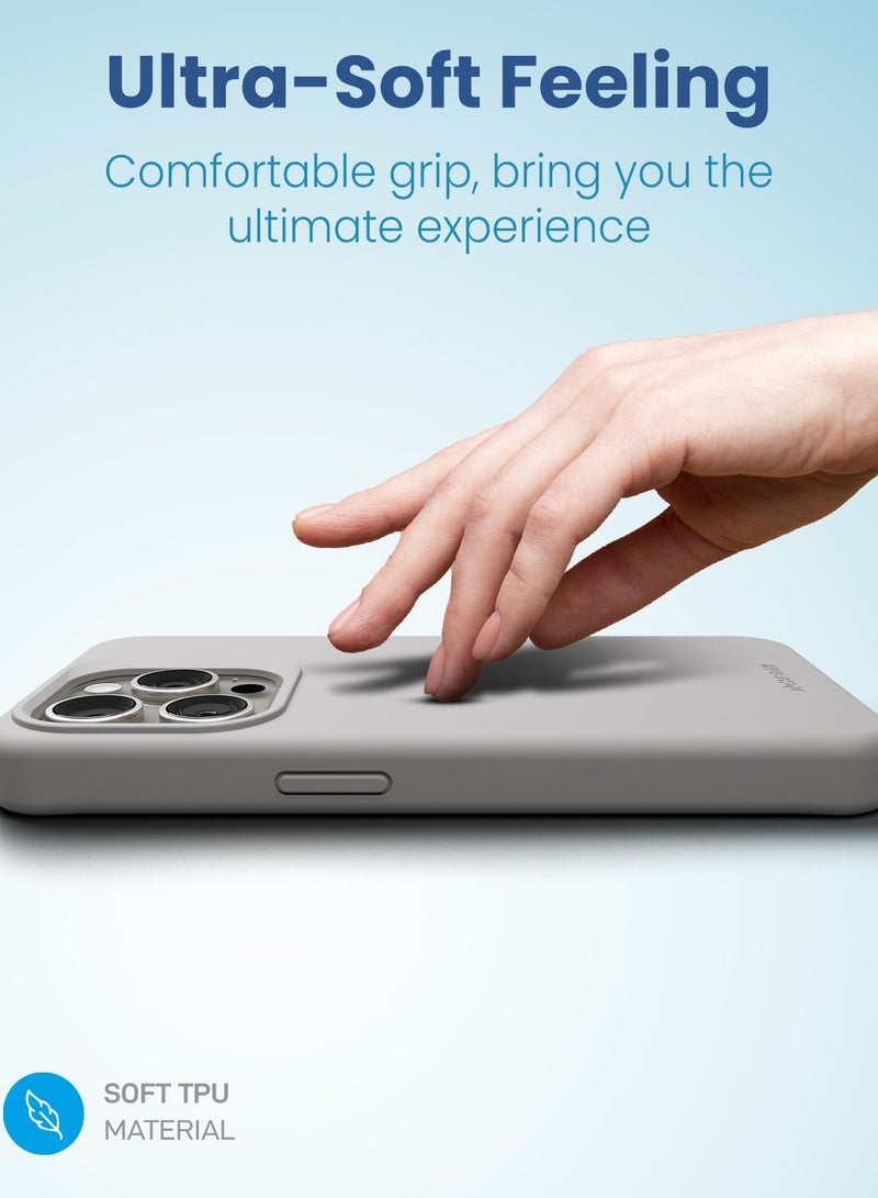 Remson Mag-X Magnetic Hybrid Protective Silicone Case Protection Compatible for iPhone 15 Pro Max 6.7 - Stone Grey - Image 5