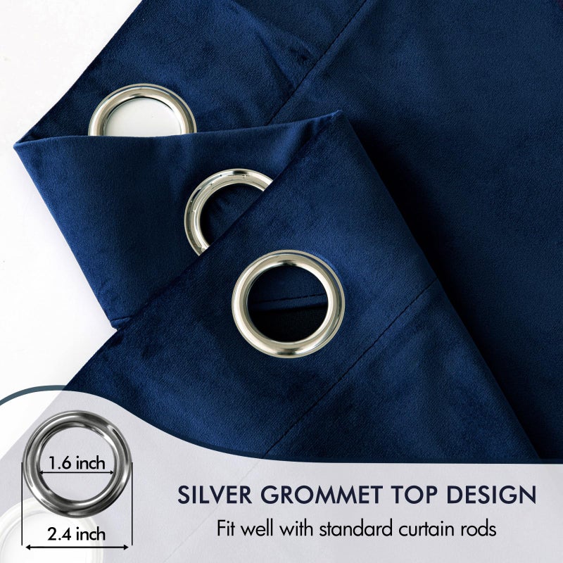 EMEMA Navy Blue Velvet Curtains 84 Inch Length 2 Panels Set, Elegant Blackout Curtains for Bedroom, Grommet Thermal Insulated Soundproof Room Darkening Window Drapes for Living Room W42 x L84 - Image 4
