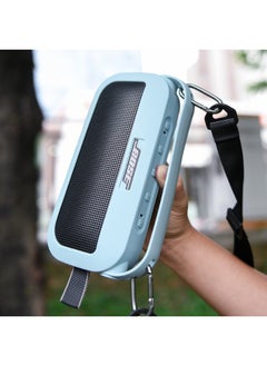 Generic Silicone Speaker Case Cover, Compatible with New Bose SoundLink Flex Case, Protective Waterproof Soft Skin, Replacement Bluetooth Speakers Travel Carrying Case with Keychain Hook (Blue)  - Image 2