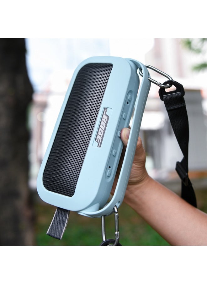 Generic - Silicone Speaker Case Cover, Compatible with New Bose SoundLink Flex Case, Protective Waterproof Soft Skin, Replacement Bluetooth Speakers Travel Carrying Case with Keychain Hook (Blue) - Image 1