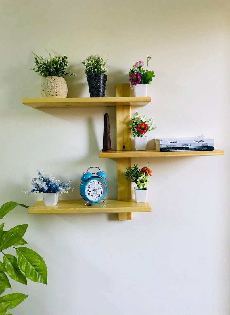 3 decorative shelves made of high-quality natural musky wood, insulated with more than one layer of service and transparent paint to preserve the quality, beauty and color of the natural wood.  - Image 1