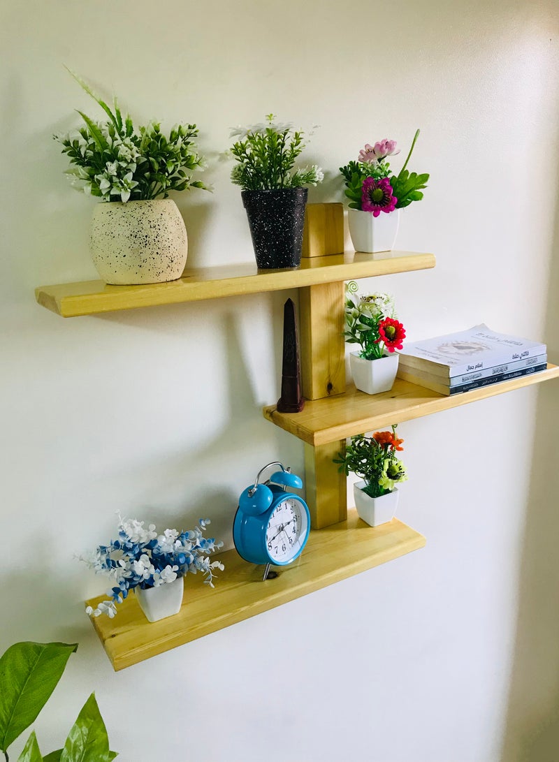 3 decorative shelves made of high-quality natural musky wood, insulated with more than one layer of service and transparent paint to preserve the quality, beauty and color of the natural wood.  - Image 2