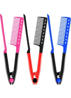 3 Pieces Hair Straightening Comb Salon Hair Brush Hairdressing Styling Straightener V shaped Straight Comb 3 Colors