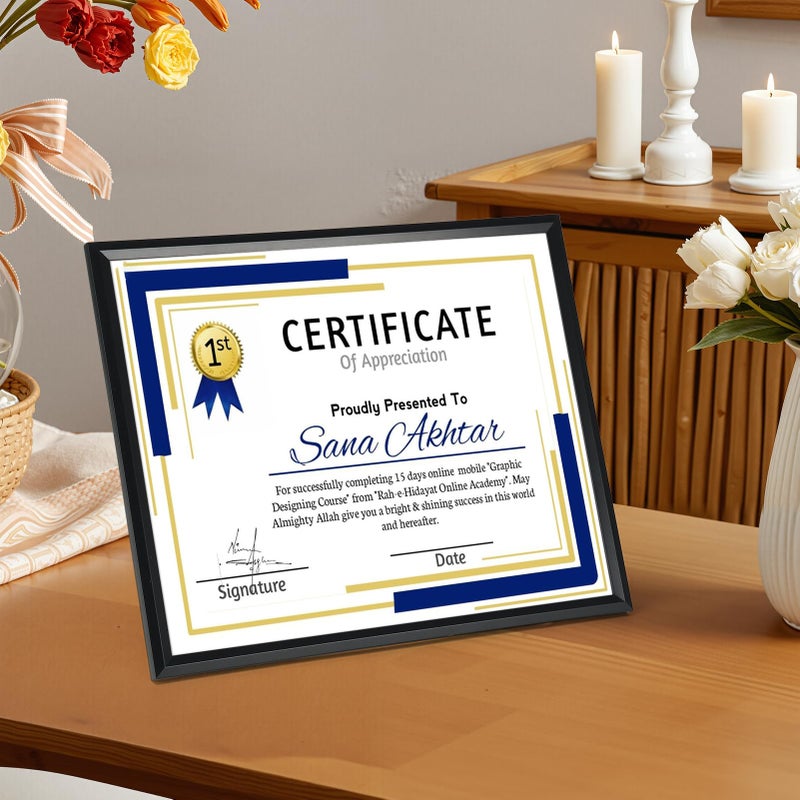 MEBRUDY 8.5 x 11 Picture Frame Set of 6, 8.5 by 11 Picture Frames Bulk, Certificate Document Degree Diploma Frame for Wall Hanging or Tabletop Display, Black - Image 2