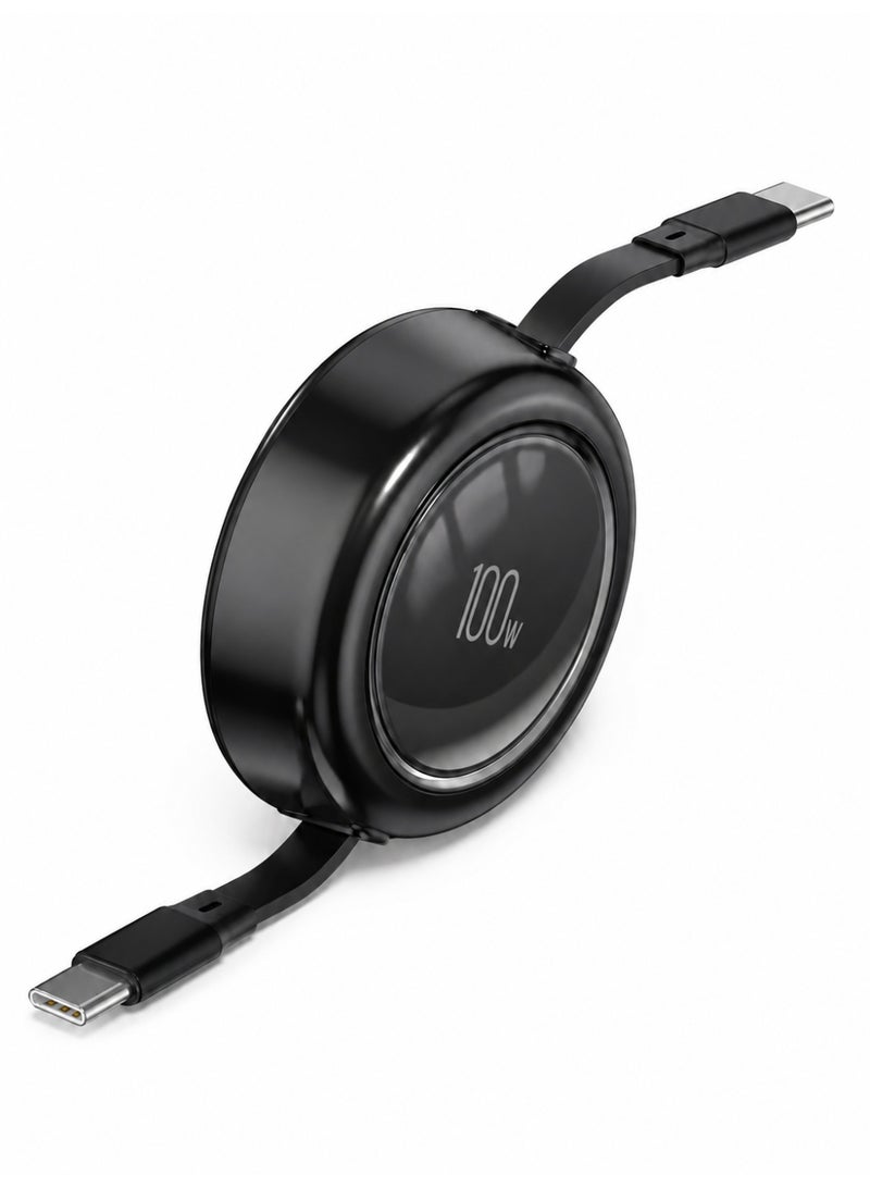 ZapLin Type C Cable 100W Retractable USB C to USB C Fast Charging Cable 1M PD Super Fast Charger Cable Mini Portable for iPhone 17/16/15 Pro Max iPad Samsung Galaxy S25 S24 Xiaomi OPPO OnePlus Huawei - Image 1