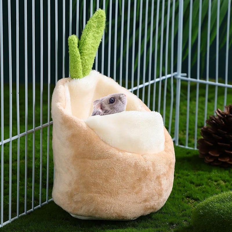 Khaki Christmas Hamster Bed Soft Cozy Cave Hideout Warm Washable Pet House For Guinea Pigs - Image 3