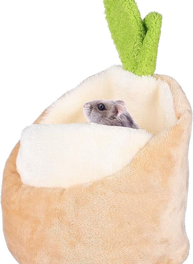 Khaki Christmas Hamster Bed Soft Cozy Cave Hideout Warm Washable Pet House For Guinea Pigs - Image 1