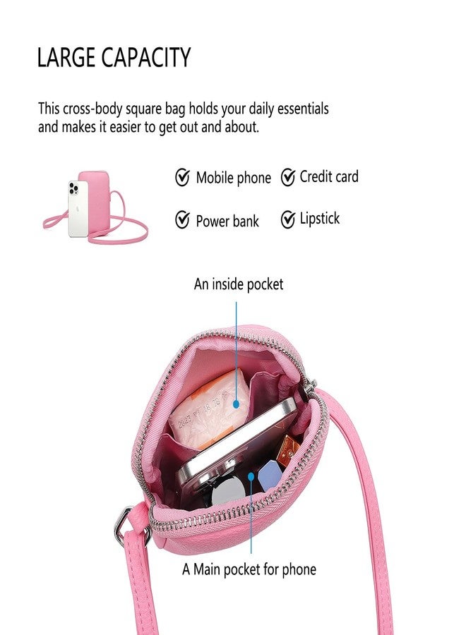YONBEN Small Crossbody Purse Zipper Cell Phone Bag Mini Shoulder Purse Wallet Smart Phone Wallet with Credit Card Solts, Pu/Azalea Pink - Image 5
