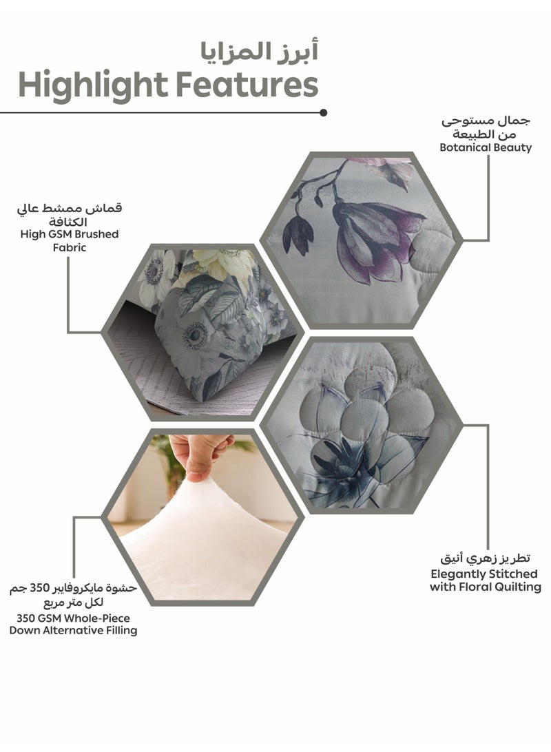 Donetella Bedding Comforter Set, twin Size Fits 120x200 cm - 4-Pcs Digital Print Quilted Bed Set, Microfiber Fabric - 1 Comforter, 1 Fitted Sheet, 1 Pillow Shams, 1 Pillowcases. - Image 5