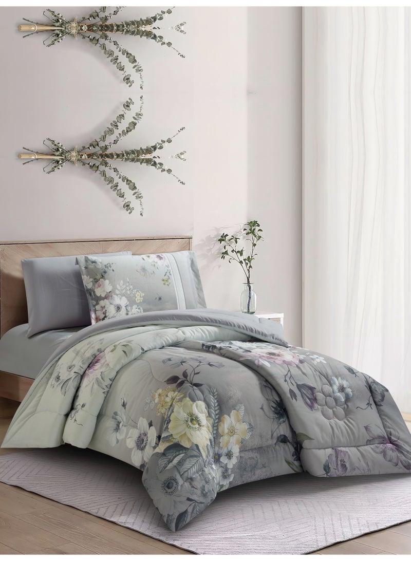 Donetella Bedding Comforter Set, twin Size Fits 120x200 cm - 4-Pcs Digital Print Quilted Bed Set, Microfiber Fabric - 1 Comforter, 1 Fitted Sheet, 1 Pillow Shams, 1 Pillowcases. - Image 2